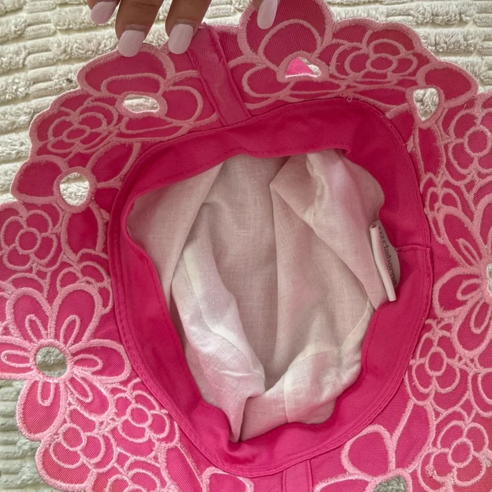 Vintage Liz Claiborne Pink Floral Eyelet Bucket Hat